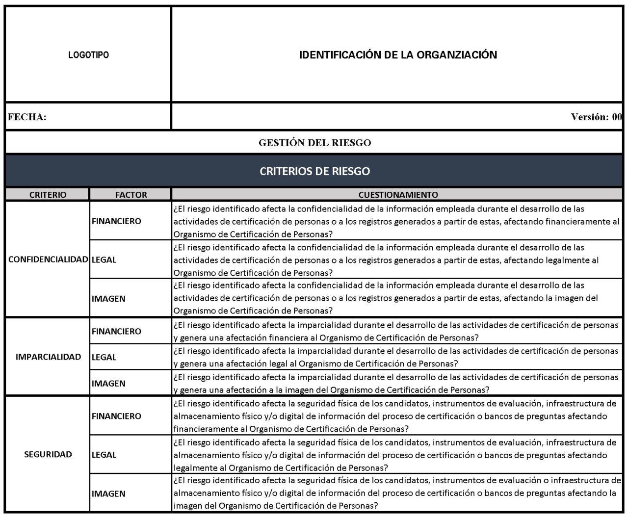 Matriz ISO 17024: Análisis, Evaluación y Tratamiento de Riesgos - Imagen 4